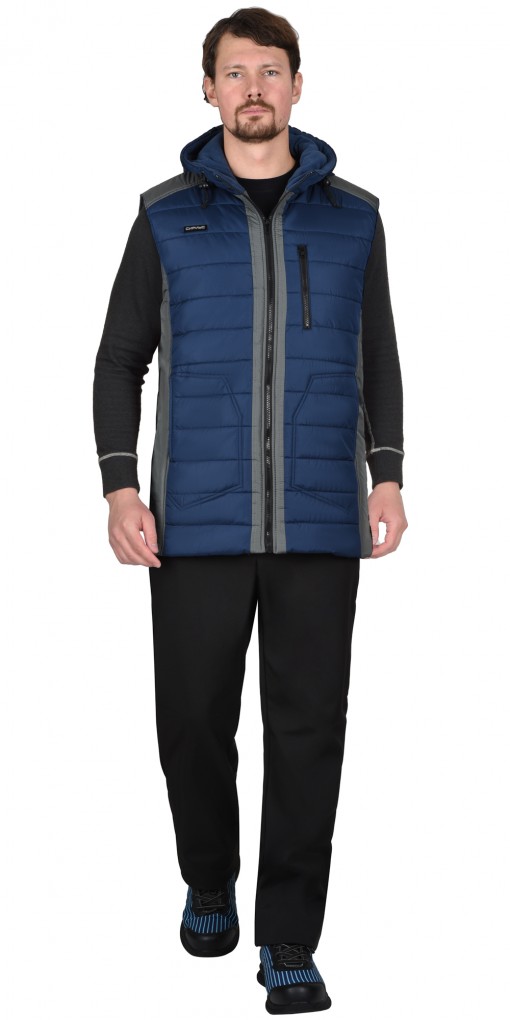 Жилет СИРИУС-УРБАН утепленный синий с серым