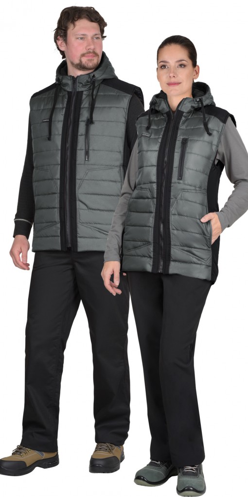 Жилет СИРИУС-УРБАН утепленный, серый с черным