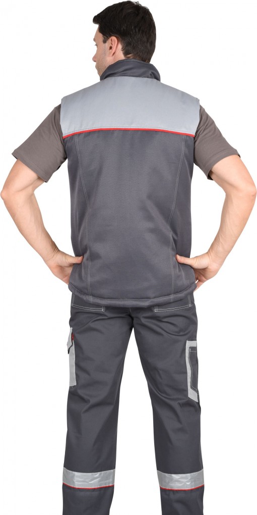 Жилет СИРИУС-ФАВОРИТ утепленный, тёмно-серый с серым