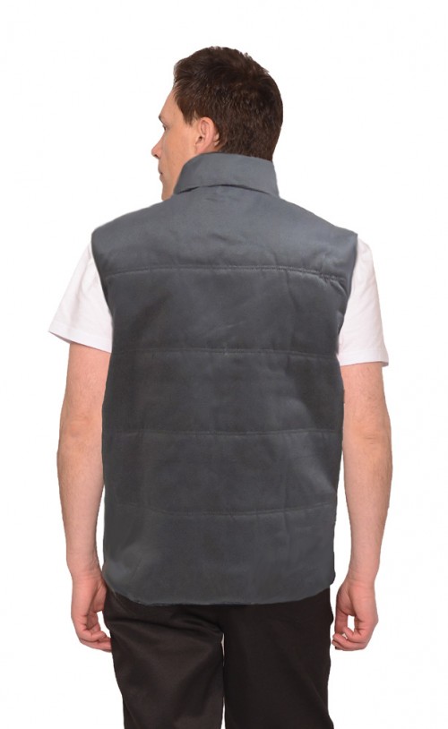 Жилет СИРИУС-ПРОФИ утеплённый, серый ( на подкладке флис красной)