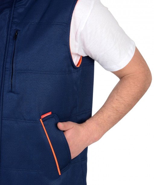 Жилет СИРИУС-ПРОФИ утеплённый, синий ( на подкладке Таффета оранжевой)