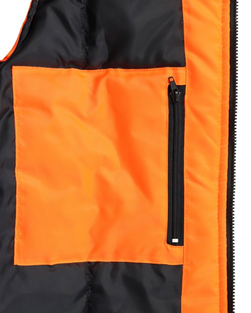 Жилет СИРИУС-ТЕРМИНАЛ утепленный с капюшоном темно-синий с оранжевым и СОП