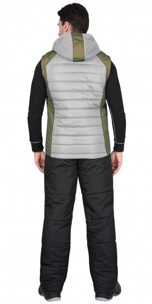 Жилет СИРИУС-УРБАН утепленный, жемчужный с оливковым