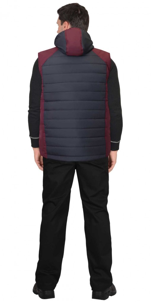 Жилет СИРИУС-УРБАН утепленный, сине-серый с бордовым
