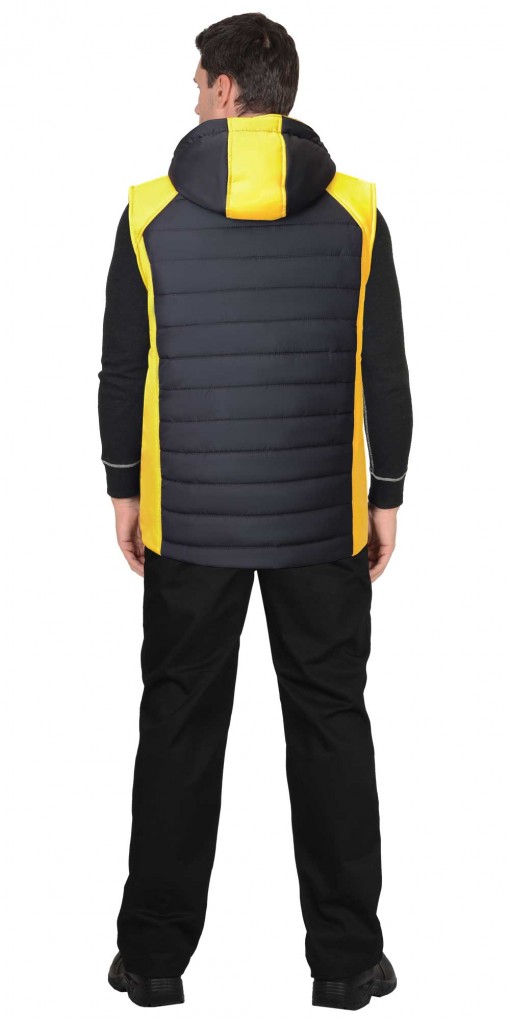 Жилет СИРИУС-УРБАН утепленный, сине-серый с желтым