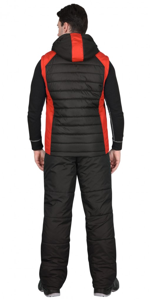 Жилет СИРИУС-УРБАН утепленный, черный с красным