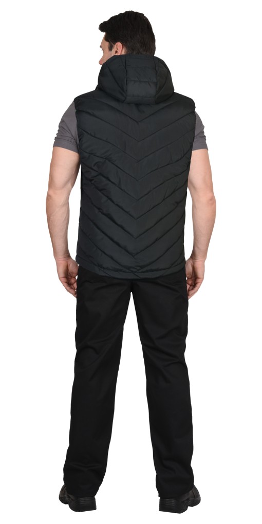 Жилет СИРИУС-СТИЛЬ утепленный, черный с зеленой отделкой