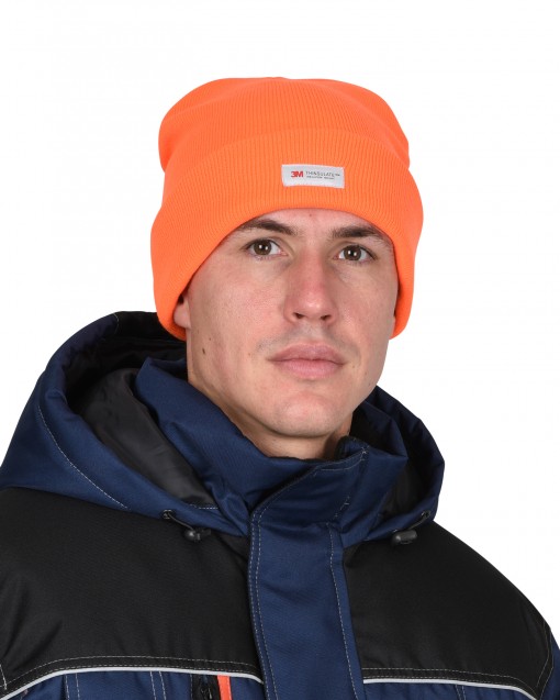 Шапка трикотажная СИРИУС Юка, с утеплителем Тинсулейт флуоресцентная оранжевая