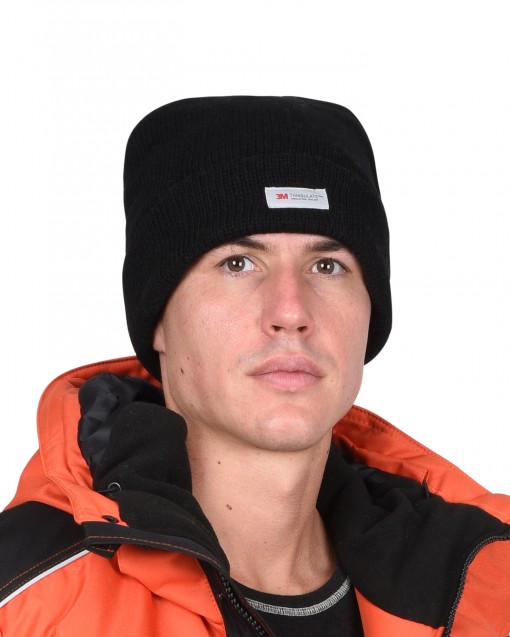 Шапка трикотажная СИРИУС Юка с утеплителем Тинсулейт черная