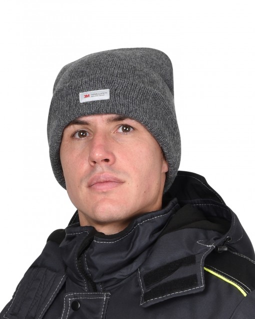 Шапка трикотажная СИРИУС Юка с утеплителем Тинсулейт серая