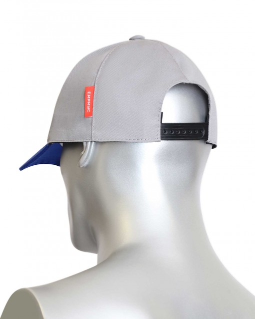 Кепка-бейсболка светло-серая с васильковым козырьком