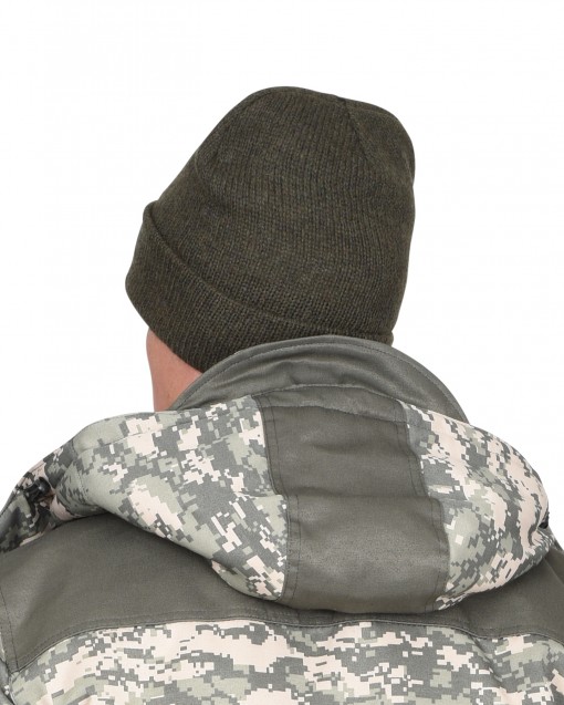 Шапка трикотажная СИРИУС Юка с утеплителем Тинсулейт темно-зеленая