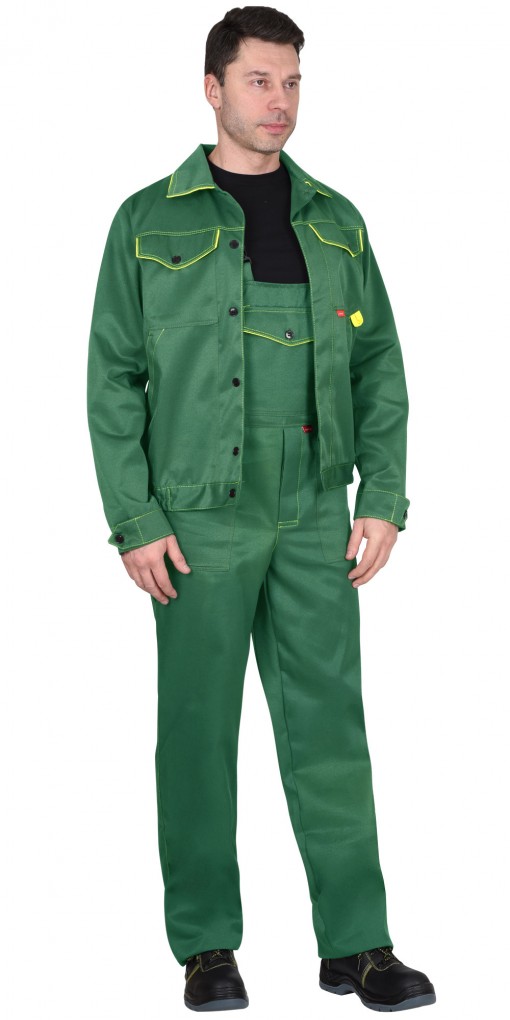 Костюм СИРИУС-ДОКЕР куртка, полукомбинезон, зеленый с желтым