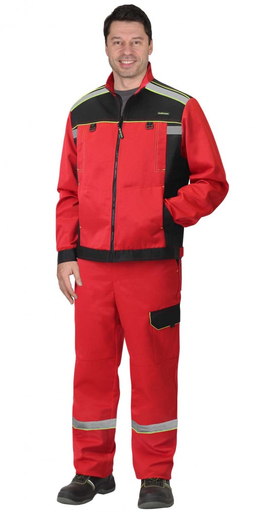 Костюм СИРИУС-ПРАКТИК куртка, брюки, красный с черным и СОП