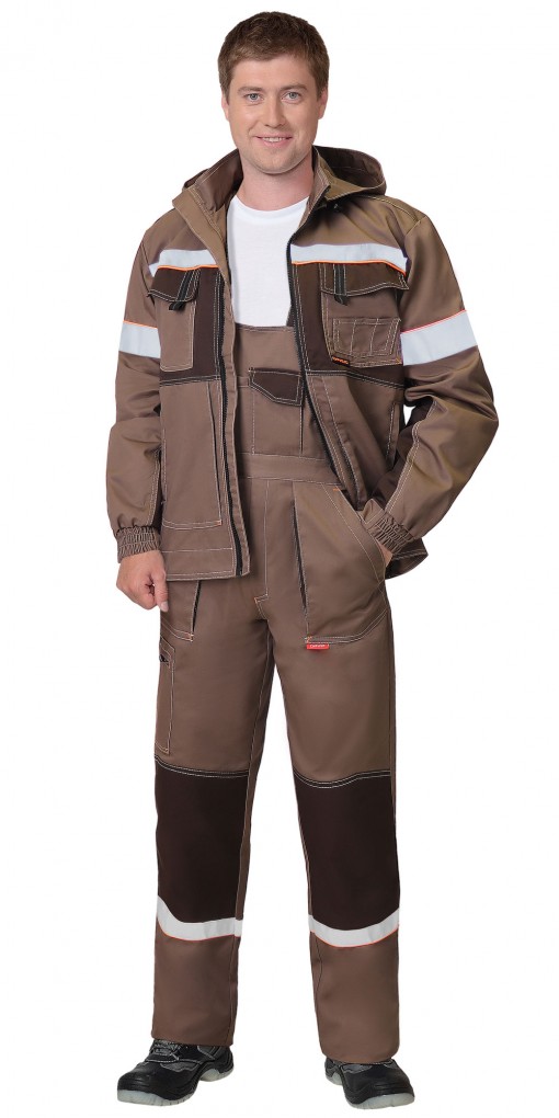 Костюм СИРИУС-РОДОС куртка, полукомбинезон, светло-коричневый с темно-коричневым и СОП