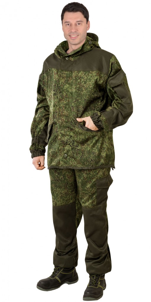 Костюм СИРИУС-ГОРКА : куртка, брюки КМФ Цифра зеленая с отделкой Хаки