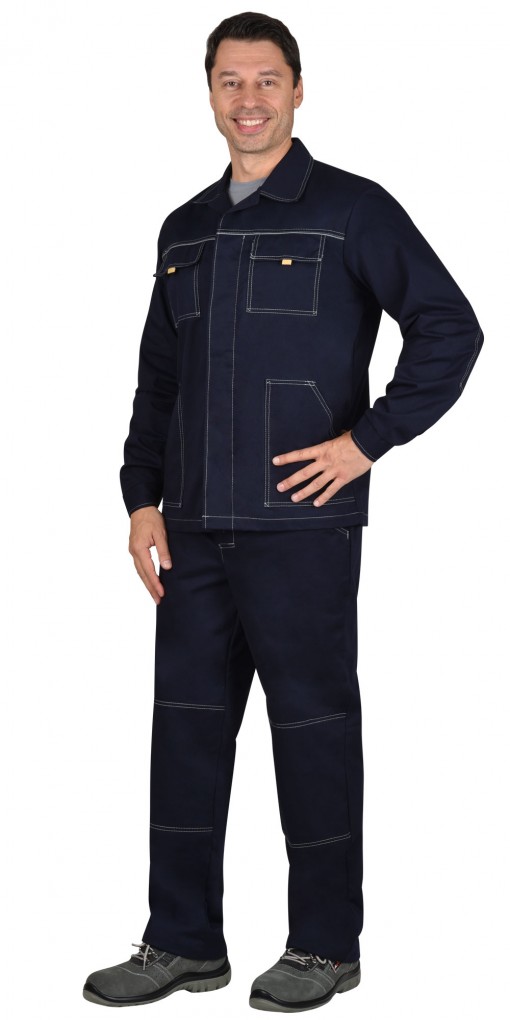 Костюм СИРИУС-ТРУД: куртка, брюки, темно-синий с СК