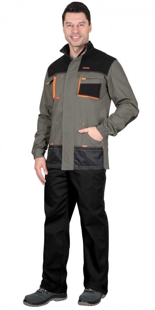 Куртка СИРИУС-МАНХЕТТЕН удлиненная оливковая с оранжевым и черным