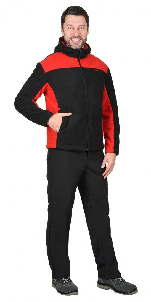 Куртка флисовая СИРИУС-ТЕХНО черная с красным