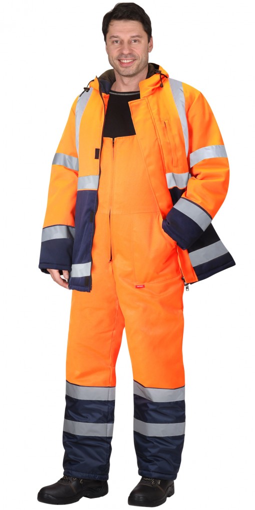 Костюм СИРИУС-МАГИСТРАЛЬ-3 зимний : куртка, полукомбинезон оранжевый с синим и СОП