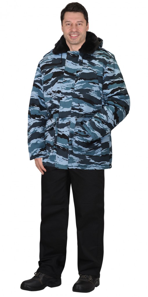 Куртка СИРИУС-БЕЗОПАСНОСТЬ утепленная удлиненная КМФ Серый вихрь