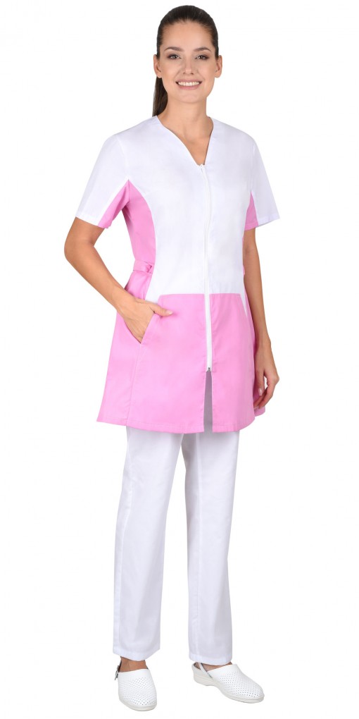 Блуза ЕВА-СИРИУС женская: белая с розовым