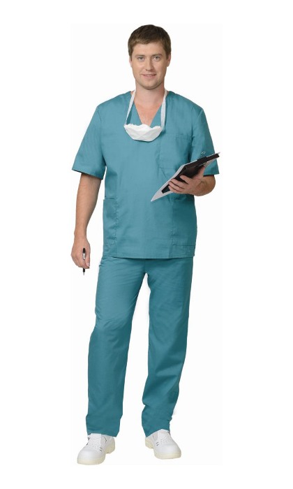 Костюм хирурга универсальный: куртка, брюки зелёный