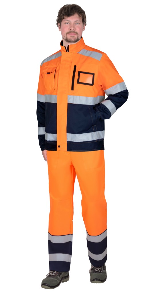 Куртка СИРИУС-ТЕРМИНАЛ-3-РОСС короткая оранжевая с темно-синим и СОП