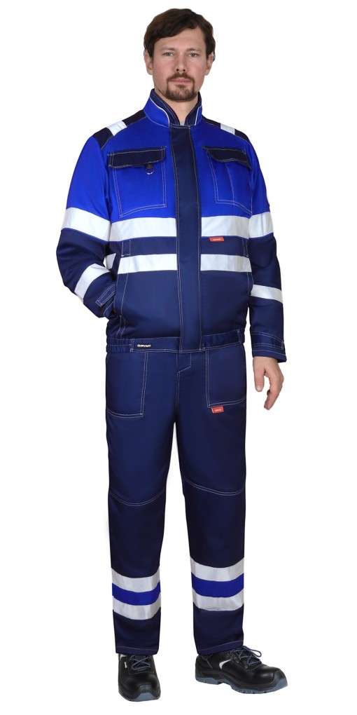Костюм СИРИУС-НАВИГАТОР-2 куртка/брюки синий с васильковым и СОП