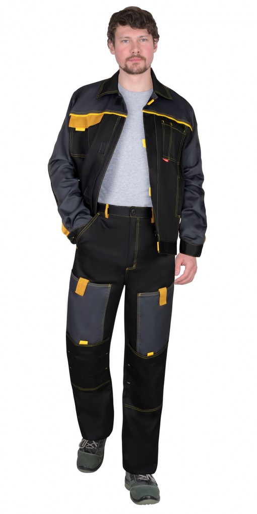 Костюм СИРИУС-ФАВОРИТ куртка/брюки, черный с темно-серым