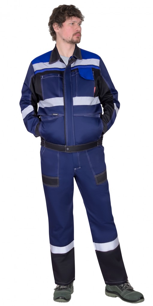 Костюм СИРИУС-ВИВАТ куртка/полукомбинезон, темно-синий с черным, васильковым и СОП