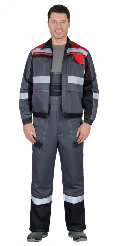 Костюм СИРИУС-ВИВАТ куртка/полукомбинезон, черный с темно-серым