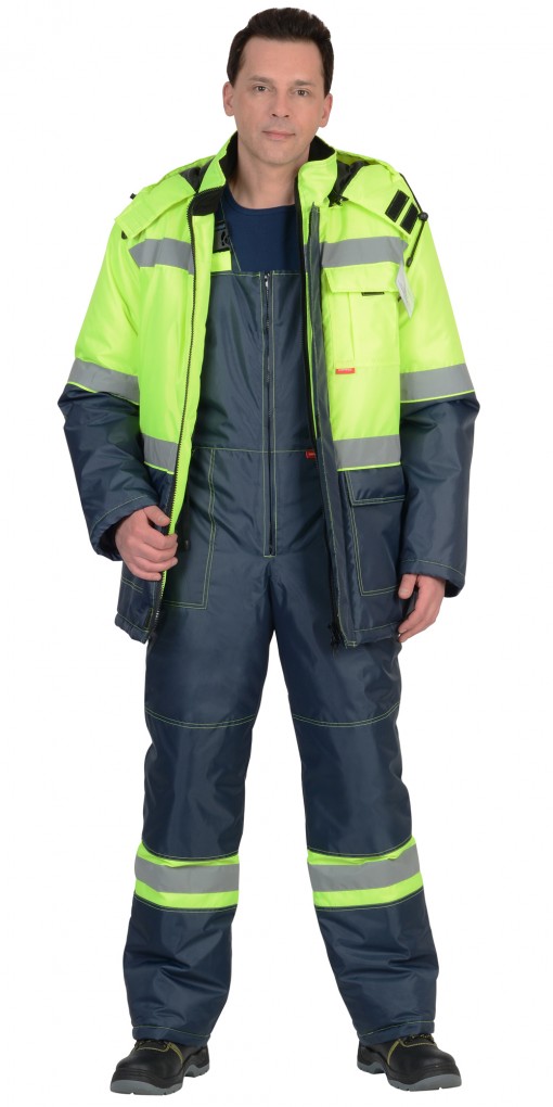 Костюм СИРИУС-ТЕРМИНАЛ зимний: куртка, полукомбинезон лимонный с синим тк. Оксфорд