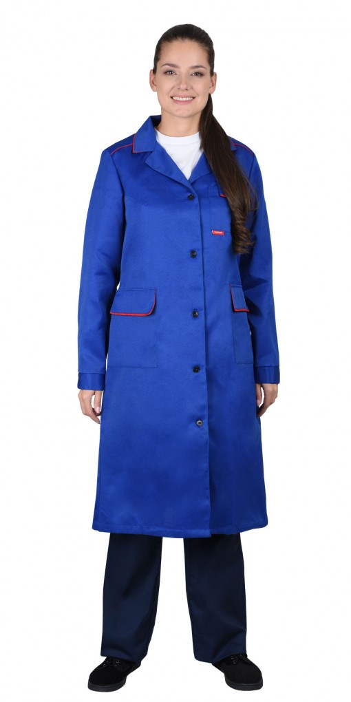 Халат СИРИУС-ТЕХНИК женский васильковый с красным