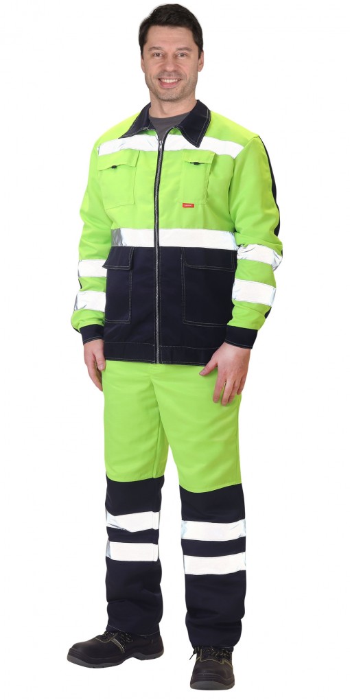 Костюм СИРИУС-МАГИСТРАЛЬ-ЛЮКС : куртка, брюки неоновый с синим и СОП