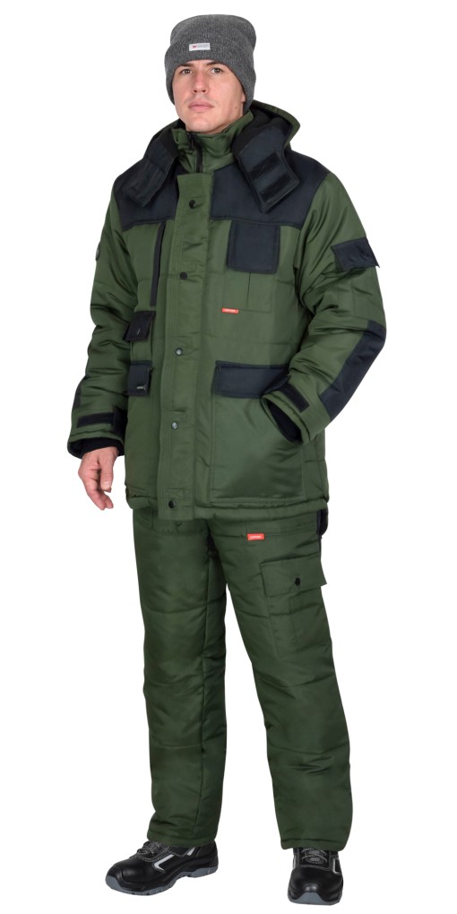 Костюм СИРИУС-БЕРКУТ-ЛЮКС зимний: куртка дл., полукомбинезон оливковый с чёрным