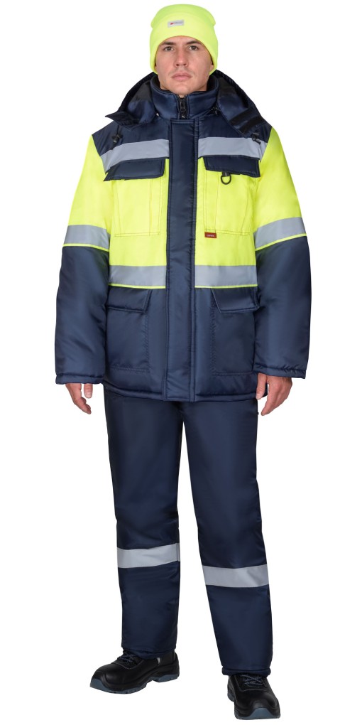 Куртка СИРИУС-ТЕРМИНАЛ-2 зимняя  темно-синяя с лимонным и СОП