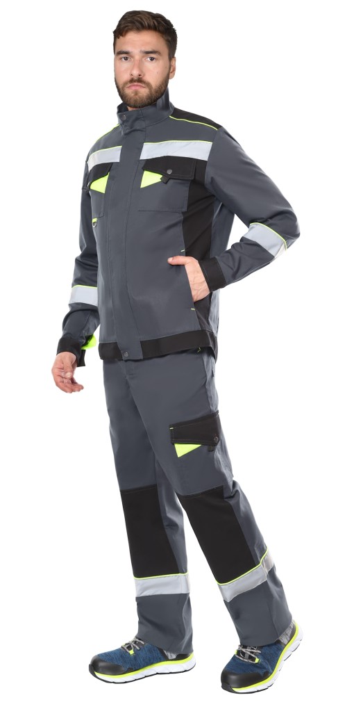 Костюм СИРИУС-ХОВАРД куртка, полукомбинезон, темно-серый с черным и СОП 50мм