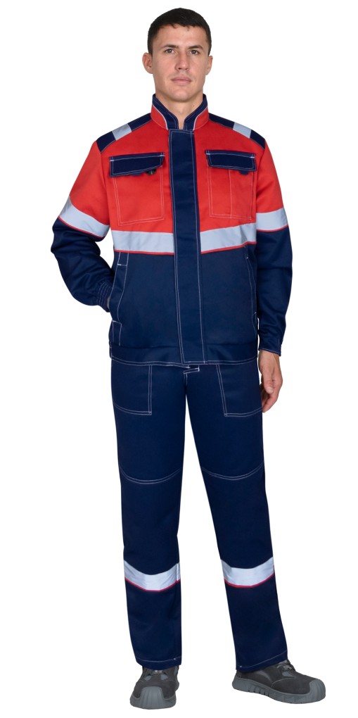 Костюм СИРИУС-НАВИГАТОР куртка/брюки синий с красным и СОП