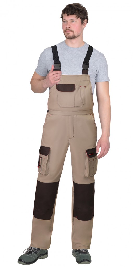 Полукомбинезон СИРИУС-ДЖЕТ БРАУН песочные с т.коричневым стрейч