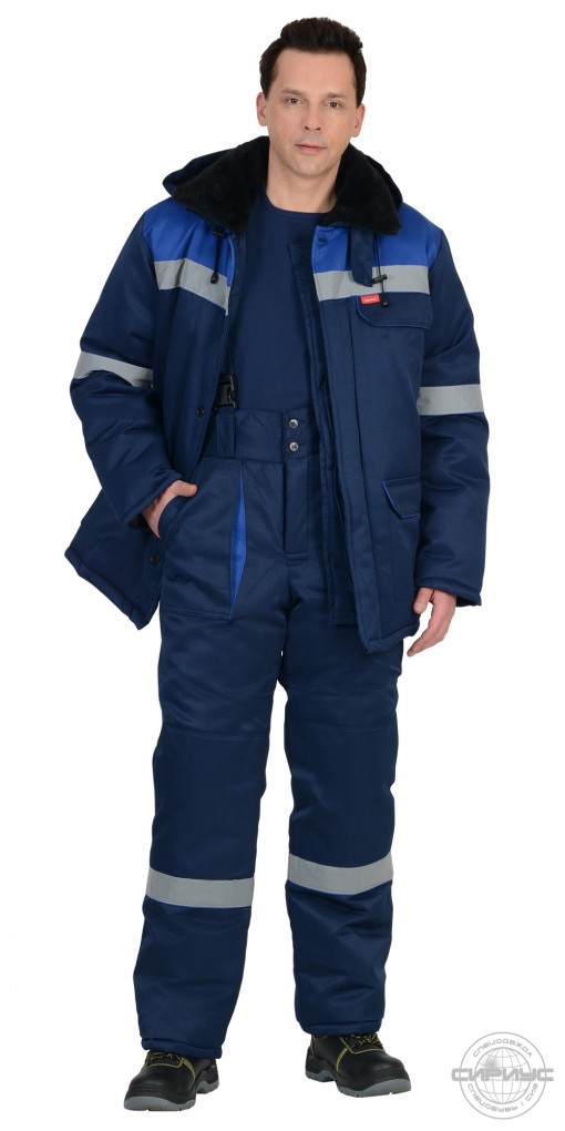 Костюм СИРИУС-СЕВЕР-1 зимний: куртка дл.,брюки синий с васильковым и СОП