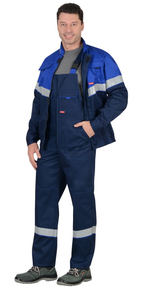 Костюм СИРИУС-НАВИГАТОР куртка, полукомбинезон, темно-синий с васильковым и СОП