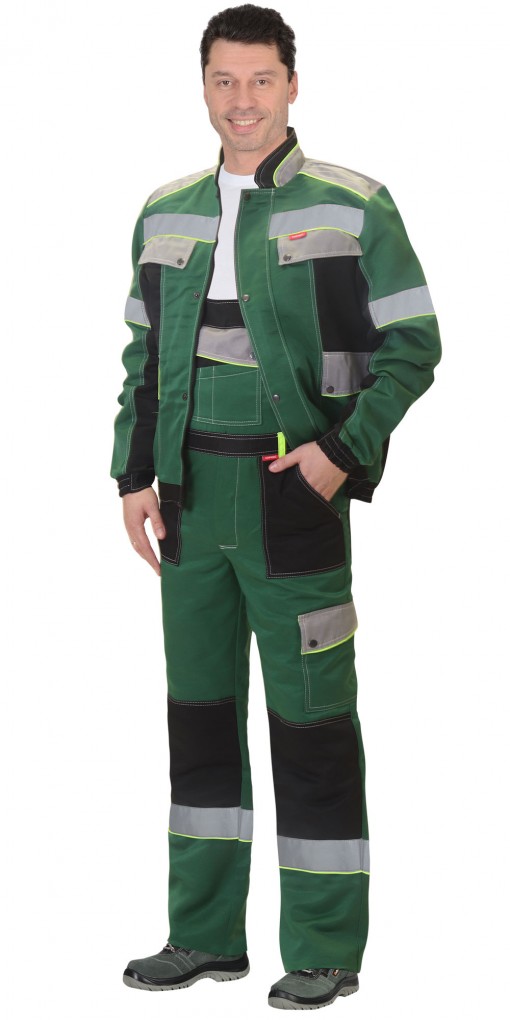 Костюм СИРИУС-ПОЛИНОМ : куртка, полукомбинезон, зеленый с черным и серым и СОП