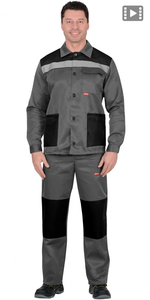 Костюм СИРИУС-СТАНДАРТ куртка, брюки, серый с черным и СОП