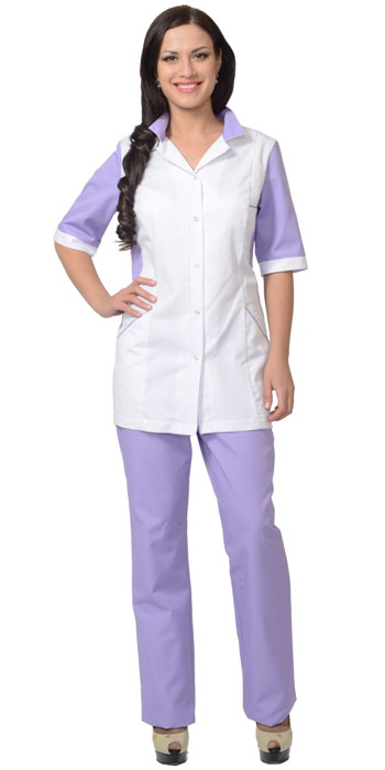 Костюм СИРИУС-ИОНА женский: куртка, брюки, белый с сиреневым