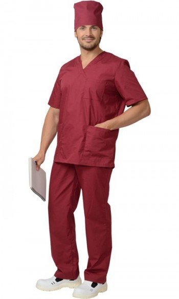 Костюм хирурга универсальный: куртка, брюки бордовый