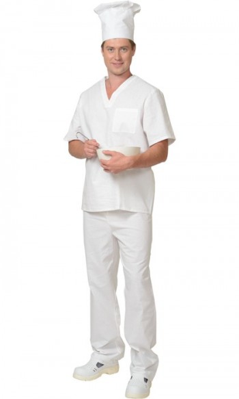 Костюм пекаря универсальный: блуза, брюки белый