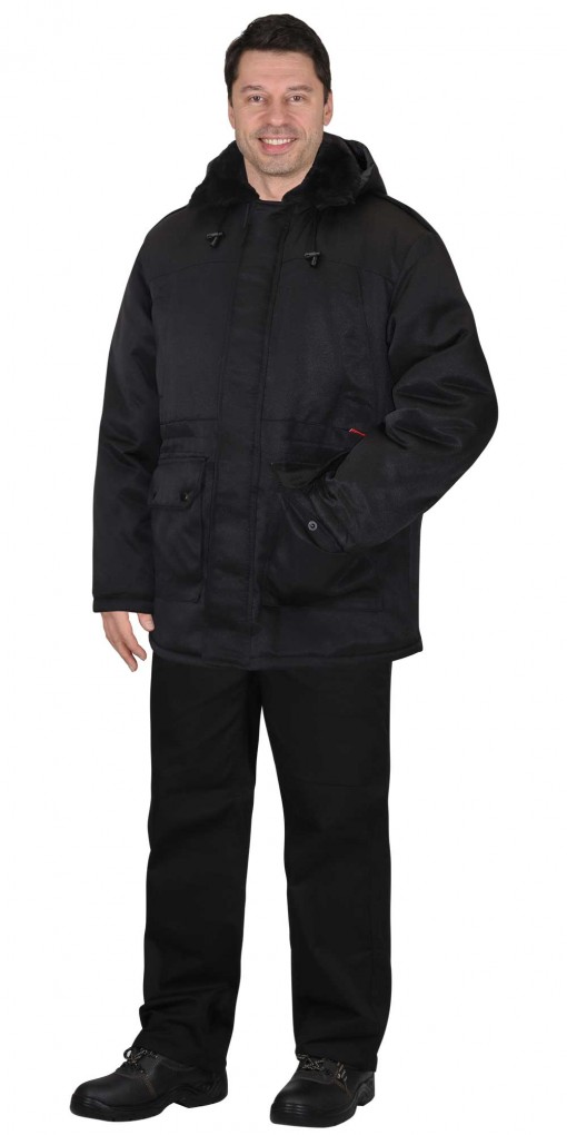 Куртка СИРИУС-БЕЗОПАСНОСТЬ утепленная удлиненная черная