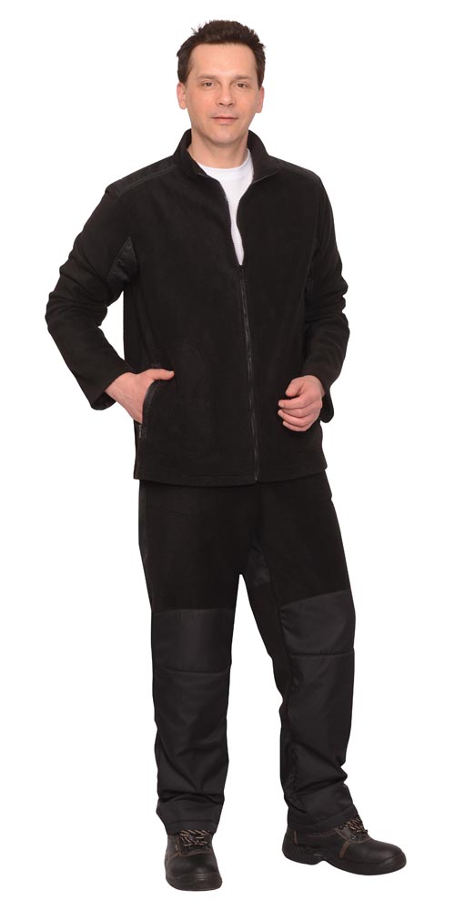 Костюм флисовый СИРИУС-FITSYSTEM : куртка, брюки черный с накладками
