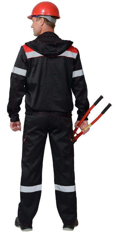Костюм СИРИУС-ТИТАН куртка, полукомбинезон, черный с красным с СОП тк.CROWN-230